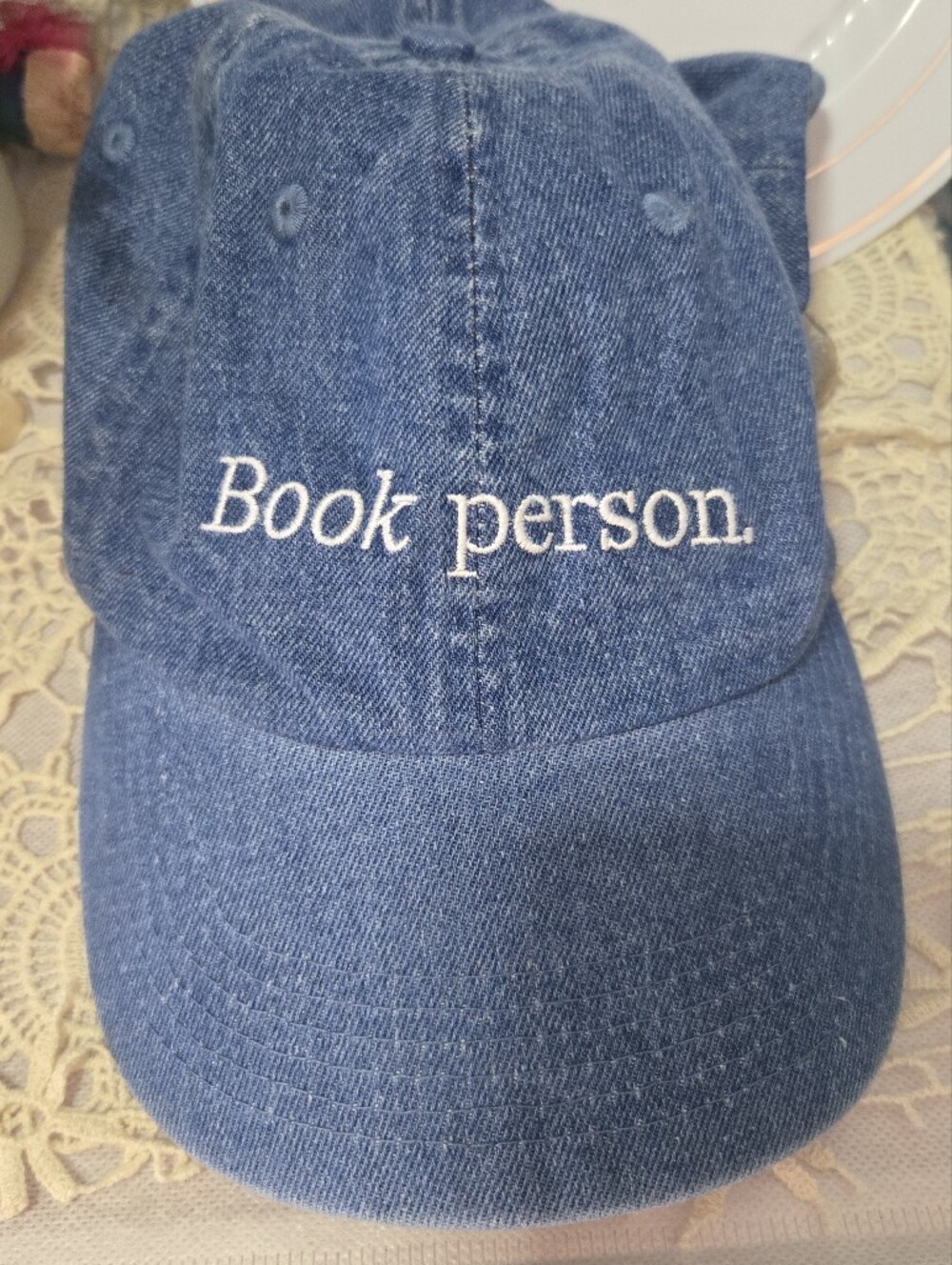 4/$15 Boho Person Blue Denim Baseball Cap Adjustable 100% Cotton Hippie Hat